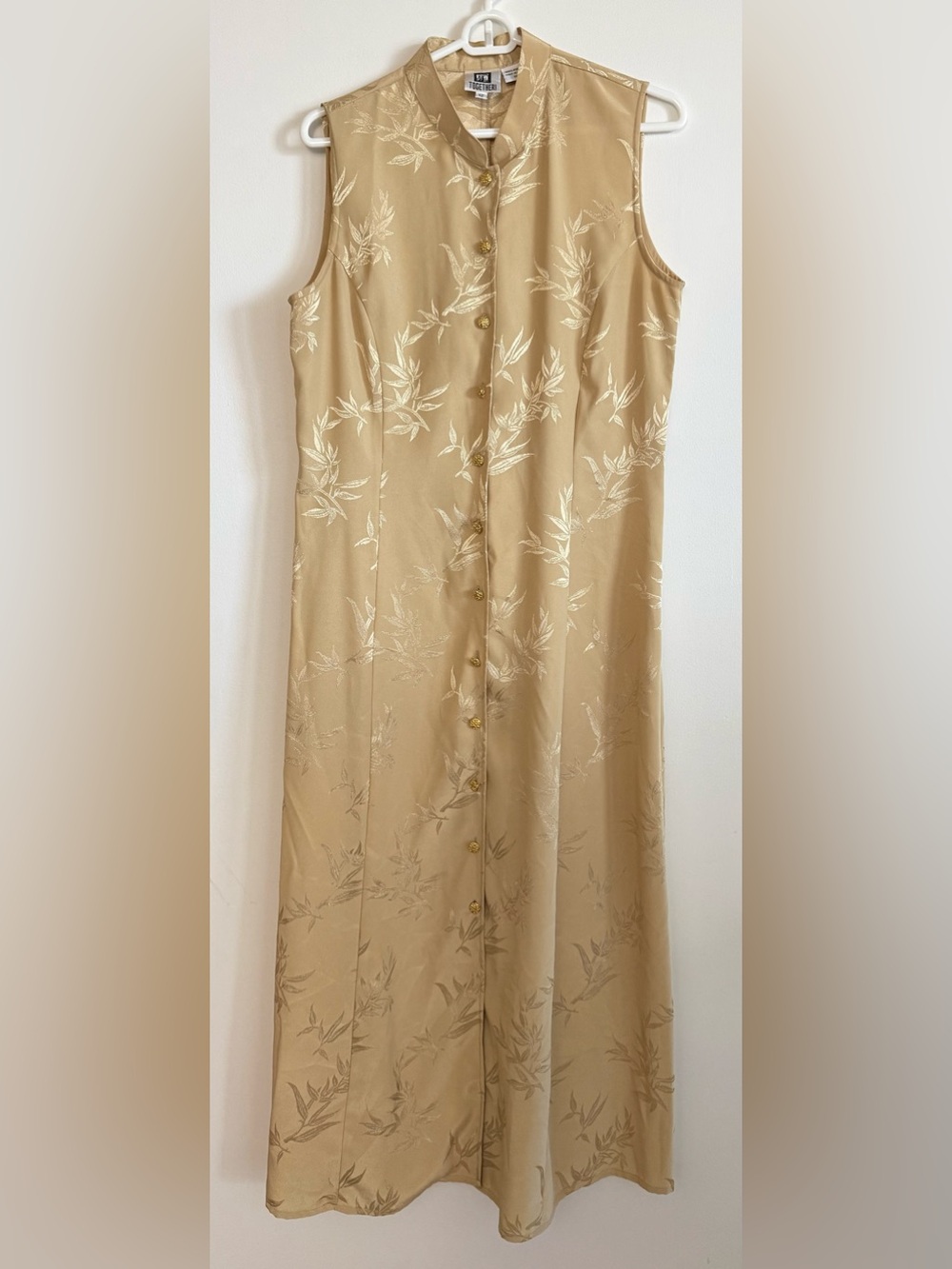 Vintage Gold Cheongsam Maxi Dress